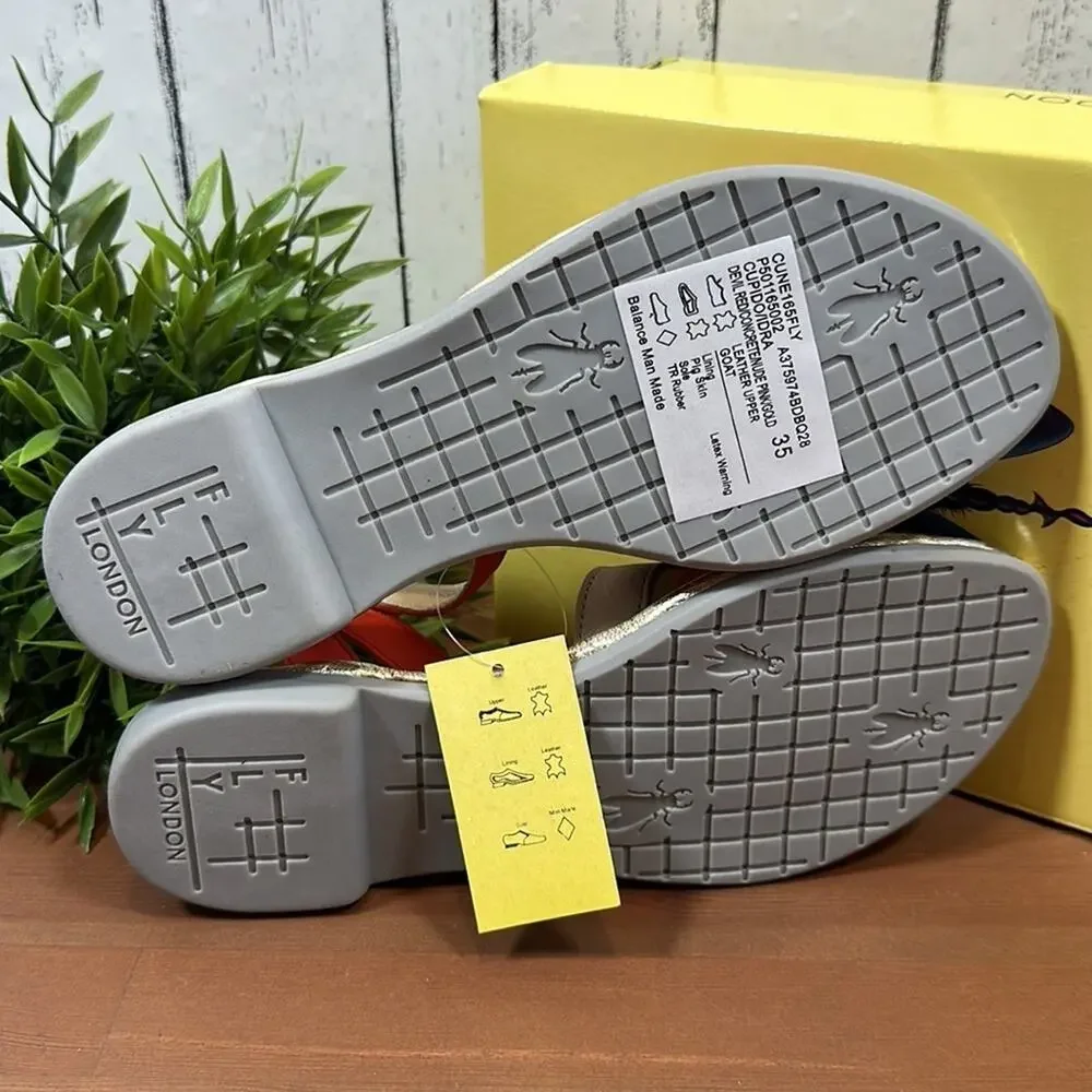 FLY London Cune Leather Multi-Strap Sandals Size 35‎